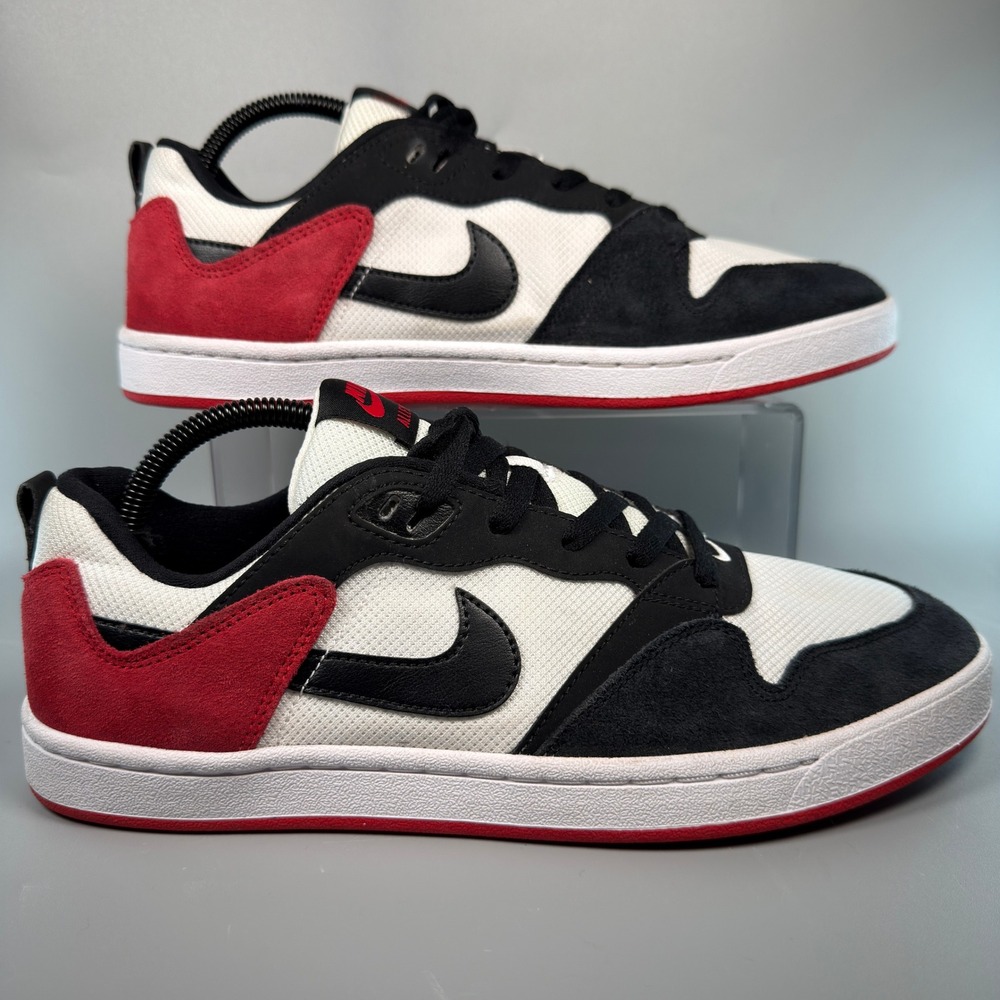 Nike SB Alleyoop Mens 10 Basketball Sneaker Black Toe Bred White Red Lace Up Low